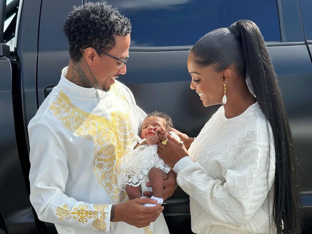 Nick Cannon and LaNisha Cole with daughter Onyx Ice Cole Cannon. 