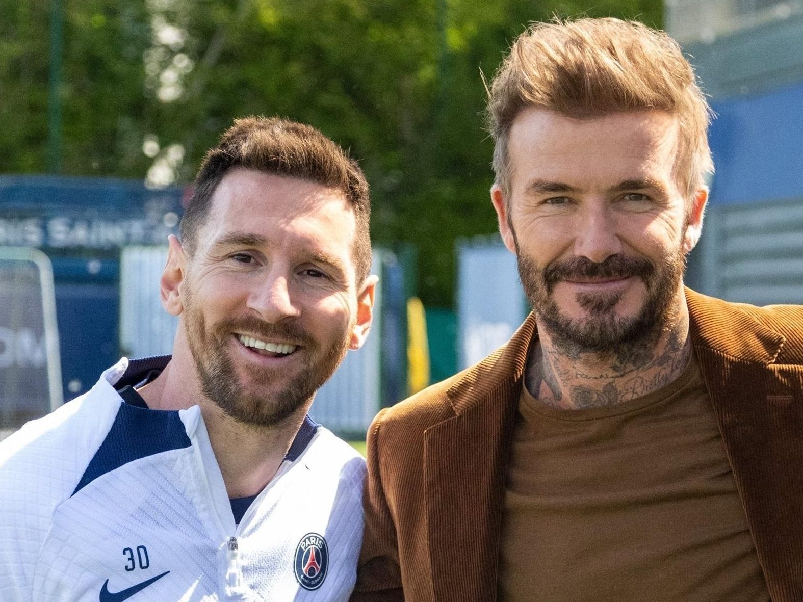 Lionel Messi with David Beckham