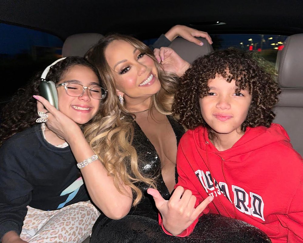 Mariah Carey, 54, with twins Monroe Cannon (left) and Moroccan Cannon, 12.  