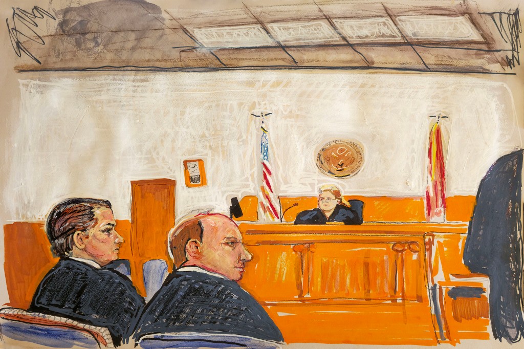 A courtroom sketch including Hunter Biden.