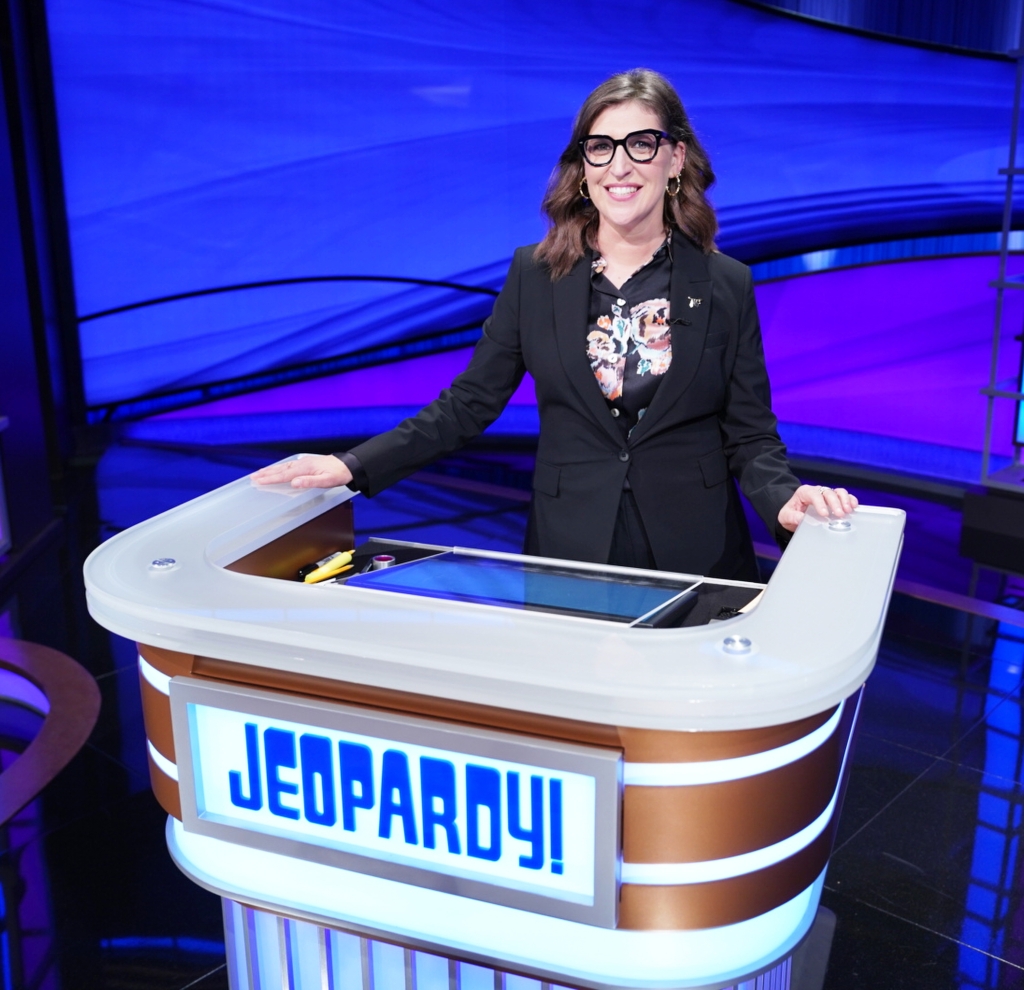 Mayim Bialik on the set of "Jeopardy!"
