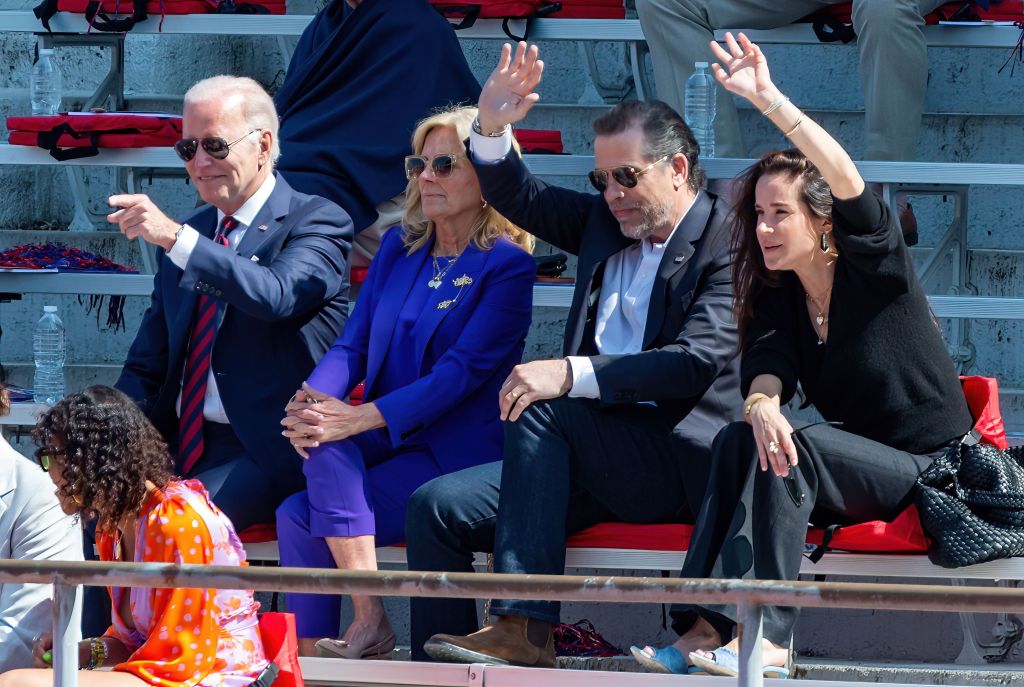 President Joe Biden, First Lady of the United States Jill Biden, Hunter Biden, and Ashley Biden attend the University of Pennsylvania 267th Commencement Ceremony at Franklin Field in Philadelphia, Pennsylvania.