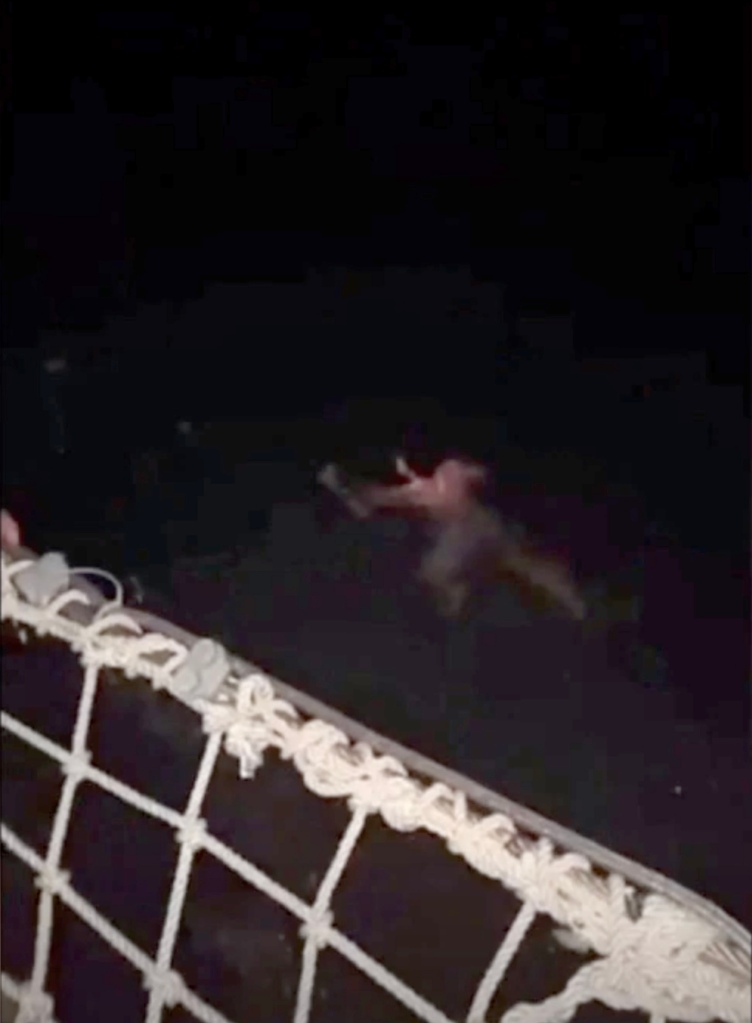 Cameron Robbins, pictured in the water on the night of his disappearance.