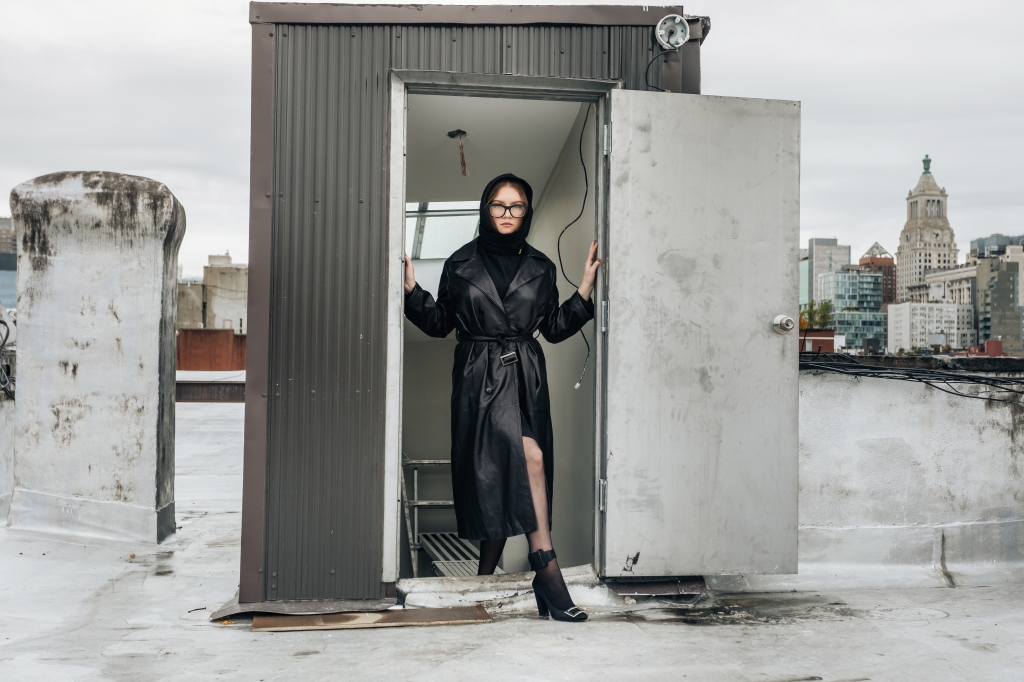 Sorokin in a black leather jacket.