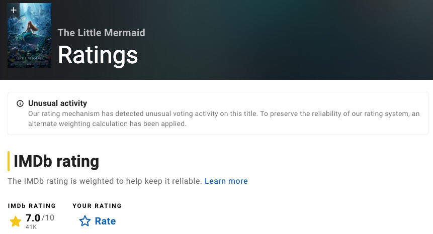 IMDb changes ratings after 'Little Mermaid' backlash