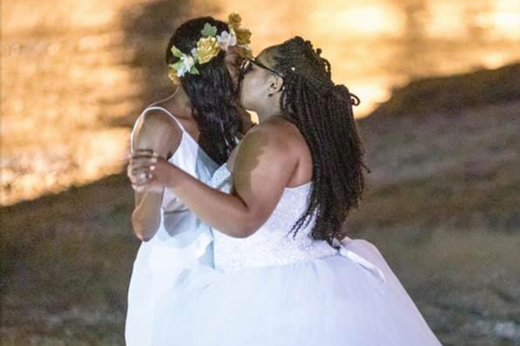 Lexus and Peach Berry pictured on their wedding day