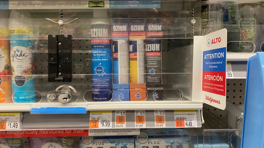 Air freshener and sanitizer were among the items locked up at the Walgreens inside the Port Authority terminal. 