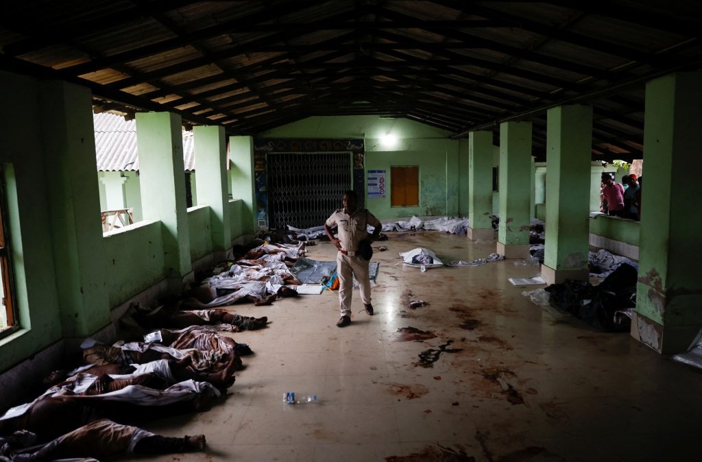 A school turned into a mortuary center for the bodies of the victims after the accident.
