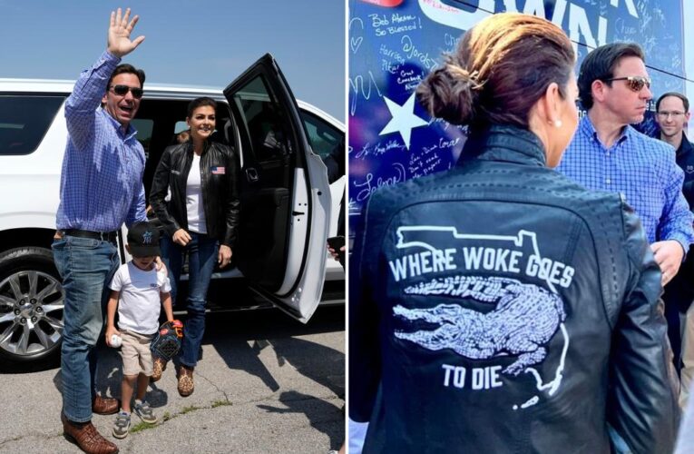 Casey DeSantis wears ‘Where Woke Goes to Die’ jacket at Iowa GOP event