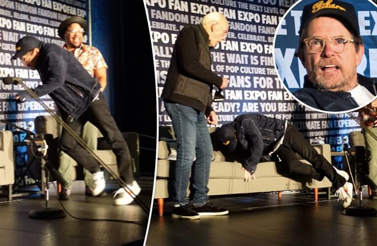Michael J. Fox falls on stage during ‘Back to the Future’ panel