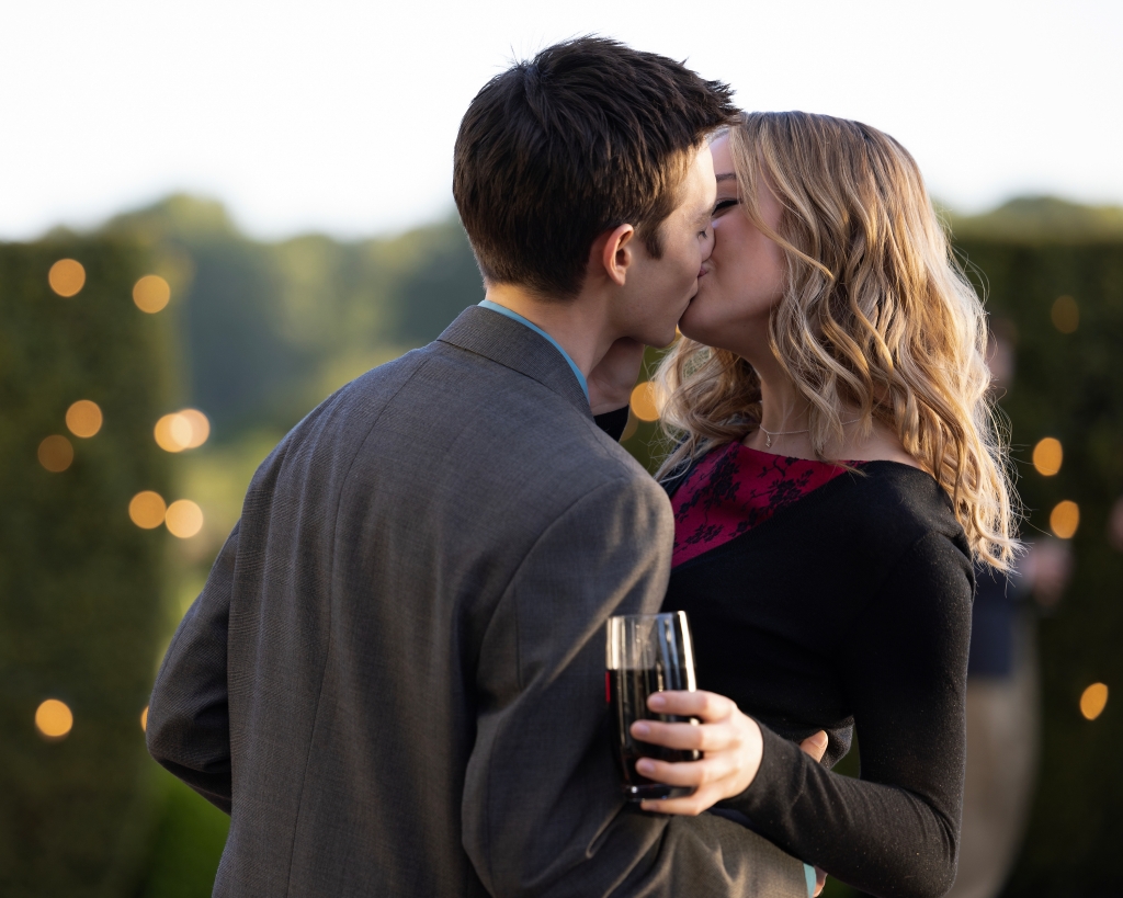 Luke (Griffin Gluck) and Megan (Sadie Stanley) kiss. 