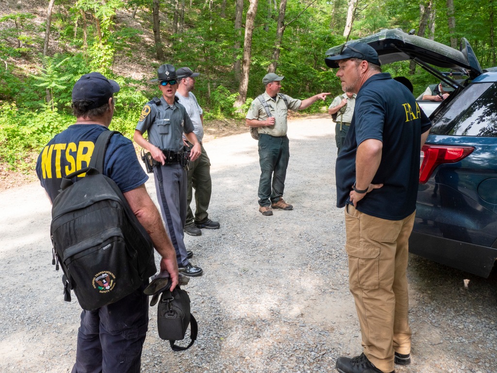 First responders said Sunday’s private plane crash near rural Raphine, Va., left a horrific crater.