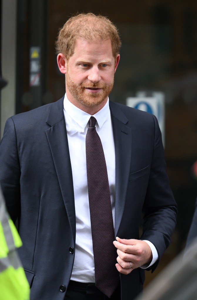 Harry departs after giving evidence at the Mirror Group Phone hacking trial at the Rolls Building at High Court on June 6 in London.