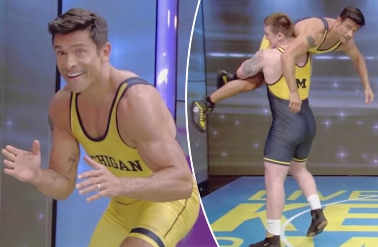 Mark Consuelos takes beatdown in wrestling match on ‘Live with Kelly’