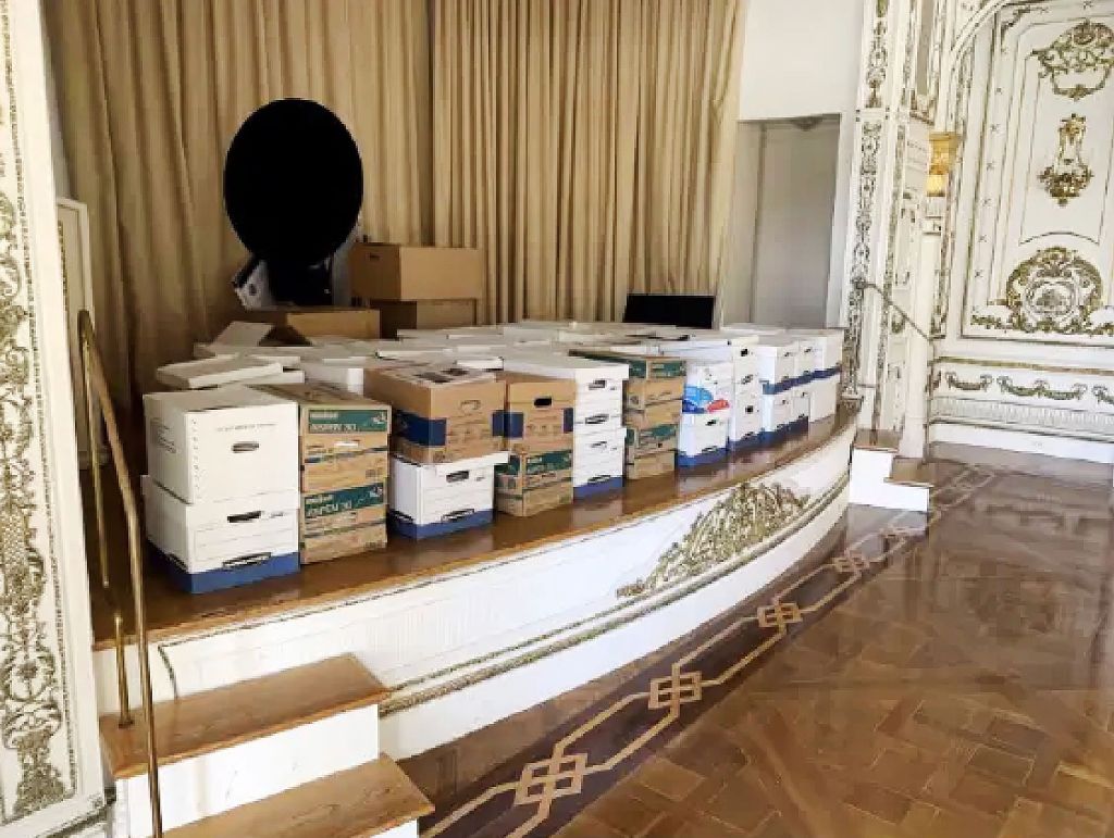 Boxes of documents are pictured at Mar-a-Lago