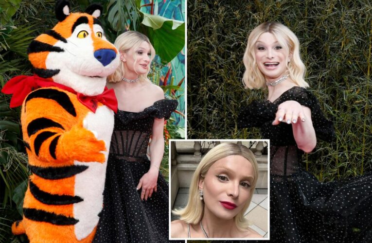 Dylan Mulvaney goes blonde and poses with Tony the Tiger at the Tony Awards