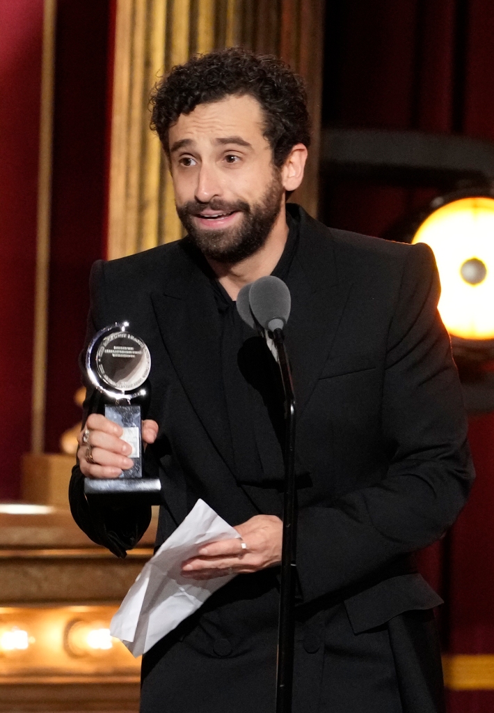 Brandon Uranowitz accepts the award for best performance by an actor in a featured role in a play for " Leopoldstadt" at the 76th annual Tony Awards on Sunday, June 11, 2023