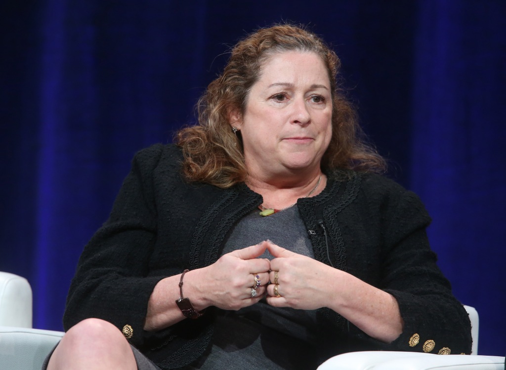 Abigail Disney speaks onstage during a 2016 Television Critics Association Winter Press Tour in California. 