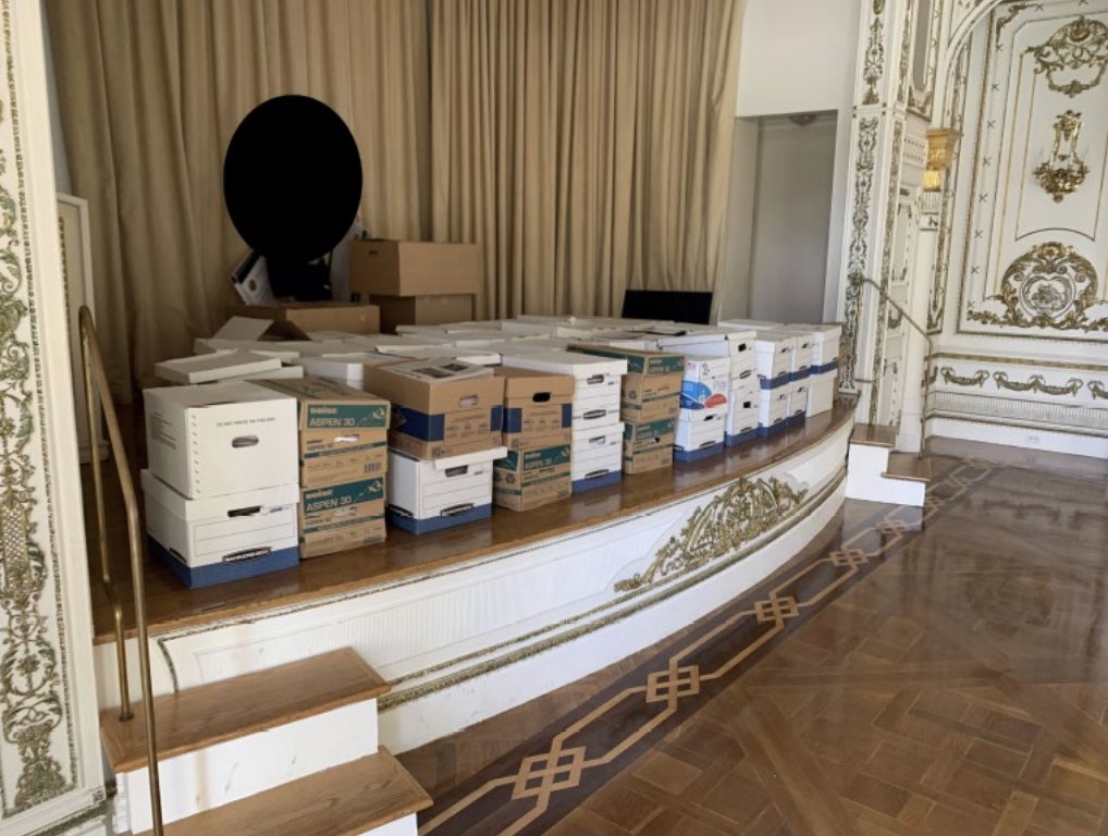 Boxes allegedly containing classified documents found in Trump's Mar-a-Lago estate.