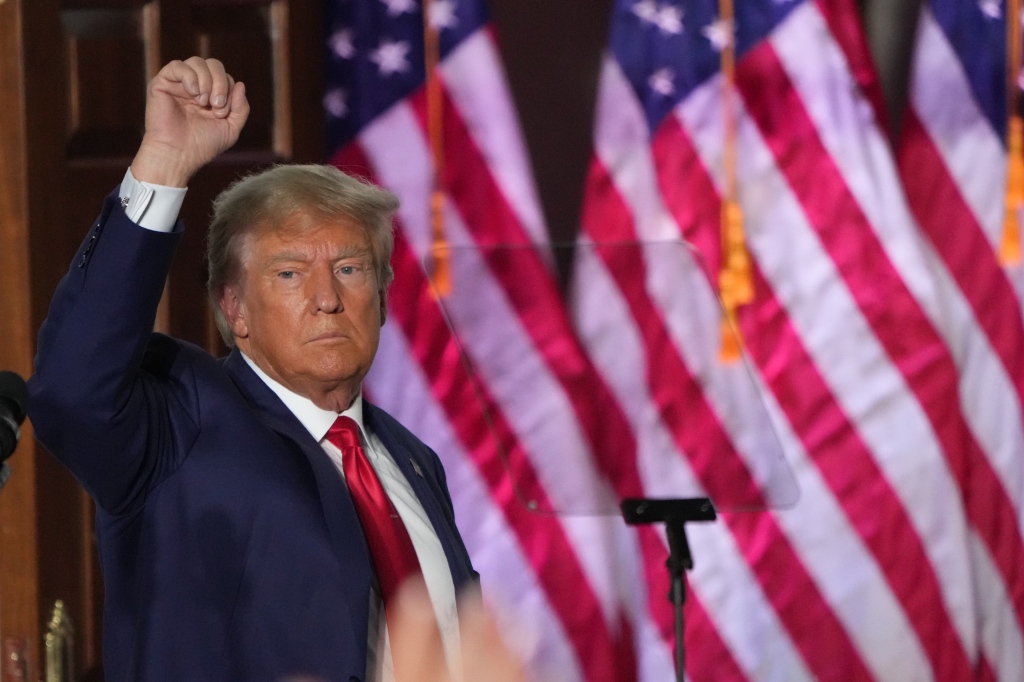 Former President Donald Trump speaks during a news conference at Trump National Golf Club Bedminster