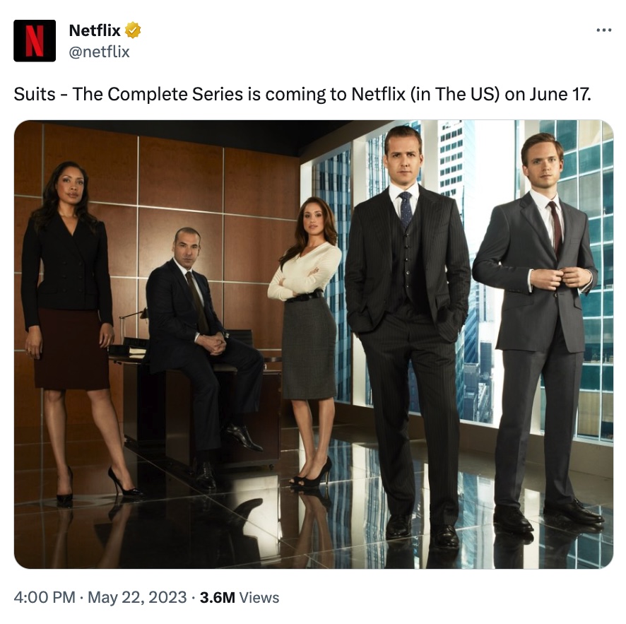 Netflix made the announcement via Twitter last month. 