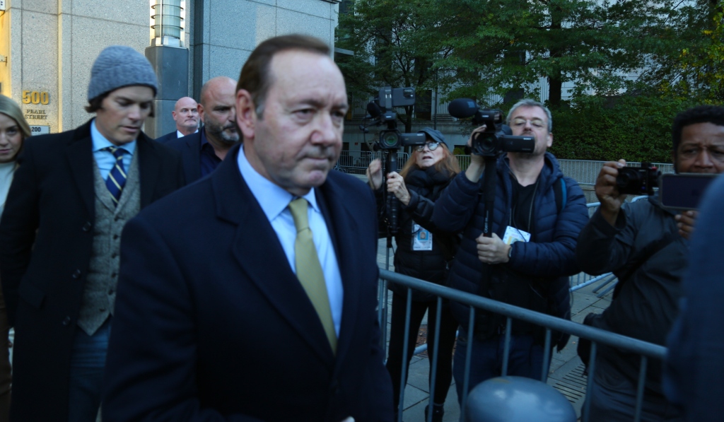 Spacey leaves federal court following his trial in New York on Oct. 20, 2022. The jury found the actor did not molest fellow actor Anthony Rapp when he was 14 years old.
