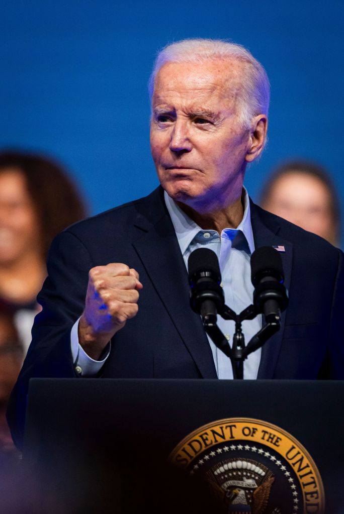 President Joe Biden is pictured kicking off his his reelection campaign  in Philadelphia.