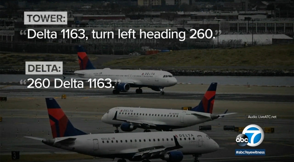 pictured is the tower message to a Delta plane before it was to take off