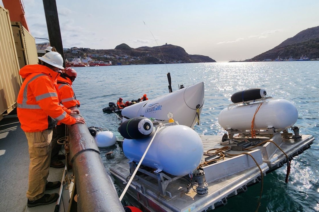 The Titan submersible being tested on May 22, 2023, just weeks before its expedition.