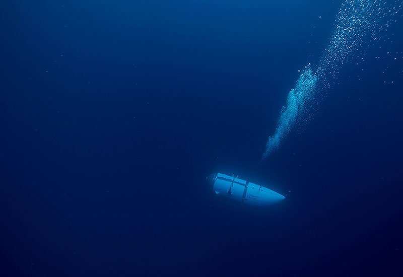 The Titan submersible being operated by OceanGate Expeditions to explore the wreckage of the sunken SS Titanic.
