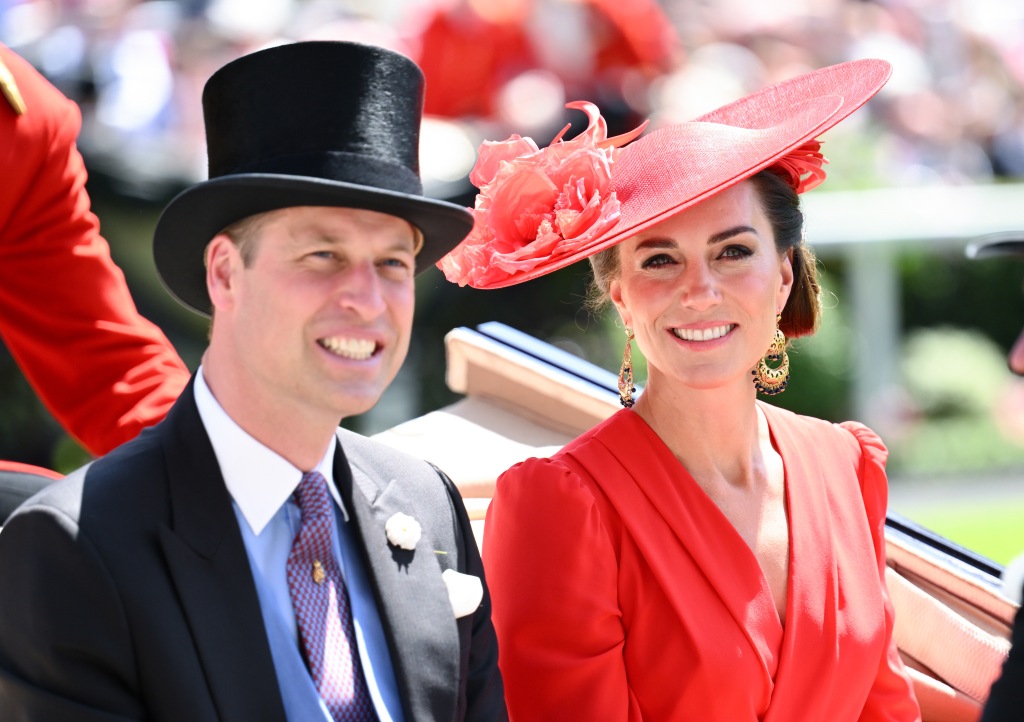 Prince William, Prince of Wales, Catherine, Princess of Wales in hats.