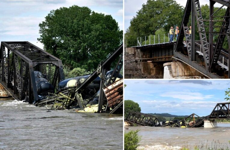 Yellowstone bridge collapses, sends freight train into river