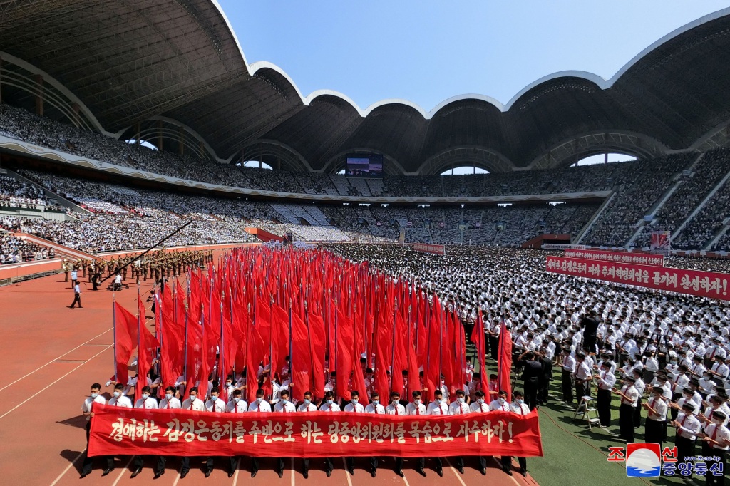 The propaganda outlet shared that government leaders promised to "annihilate the enemy" at the rally. 