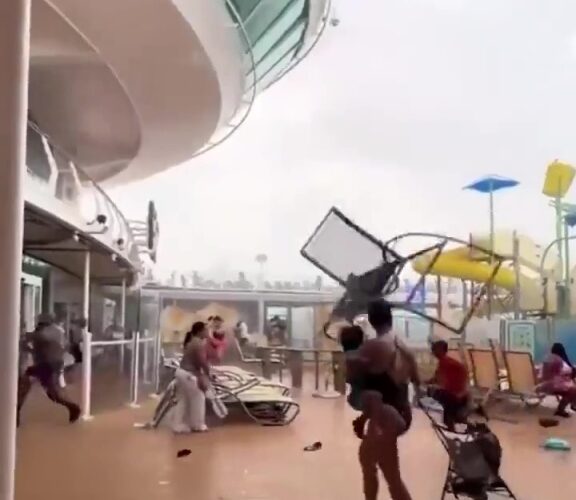 Royal Caribbean cruise ship passengers flee during violent storm