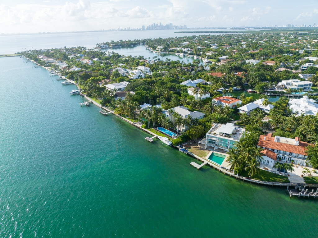 A view from the air of Biscayne Key