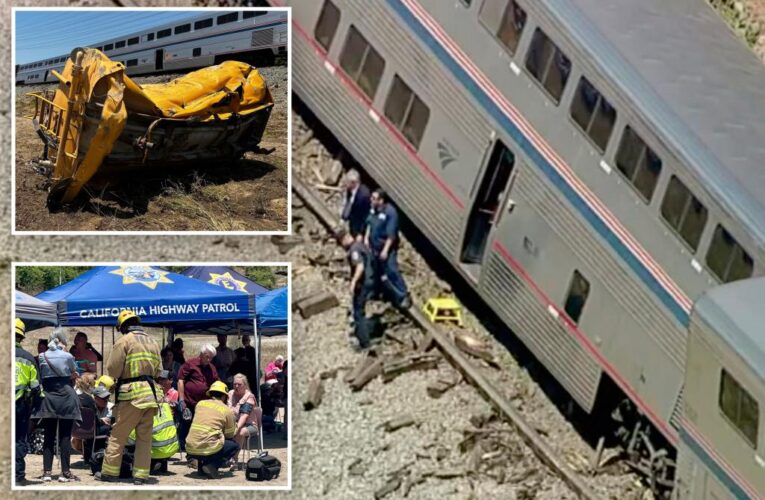 15 injured when Amtrak train derails after colliding with truck near LA