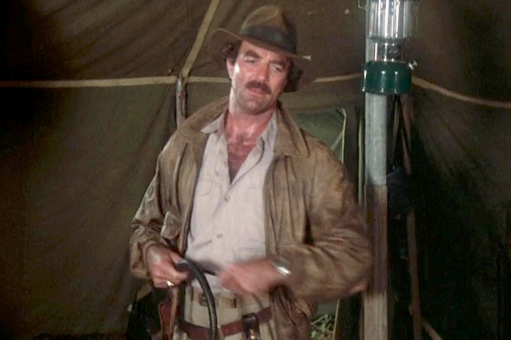 In Season 8 Episode 10 of the series "Magnum P.I.," series star Tom Selleck paid homage to Indiana Jones.