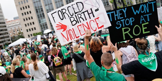 Women’s March activists holding signs