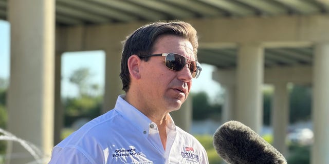 Ron DeSantis speaking to Fox News at the US-Mexico border