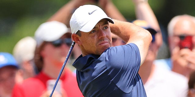 Rory McIlroy finishes swing