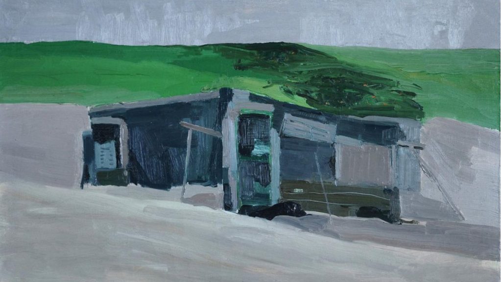 Del Deo's painting of the original "Frenchie" shack built in 1942.
