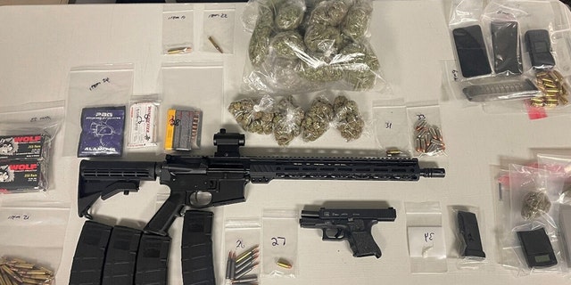 Seized guns, ammunition and drugs