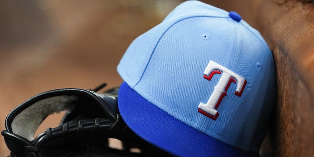 Texas Rangers hat and glove