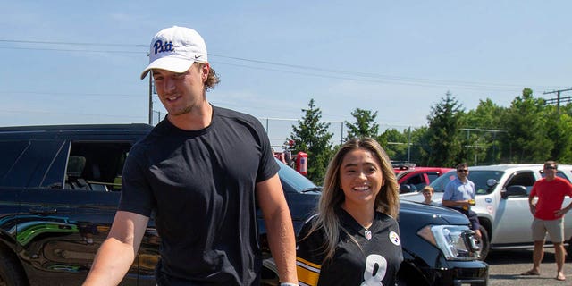 Kenny Pickett and Amy Paternoster attend an event in New Jersey