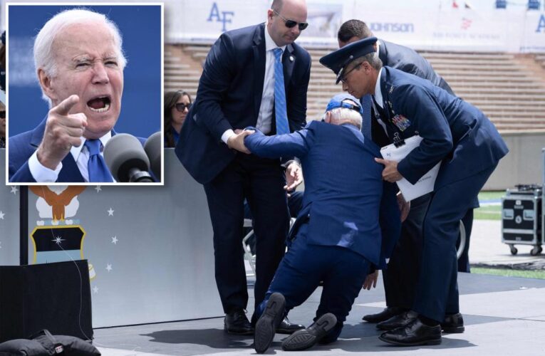 Joe Biden takes hard fall at Air Force Academy commencement ceremony