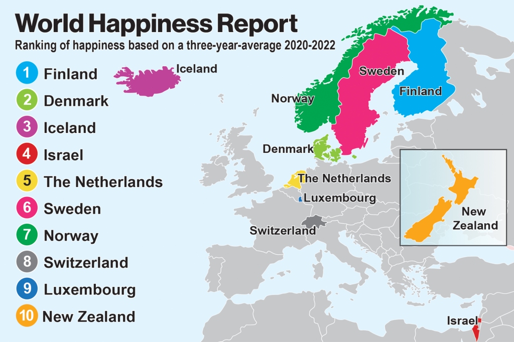 map of happy countries