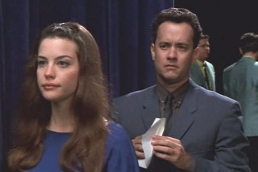 Tom Hanks and Liv Tyler are spotted together in a scene from the 1996 film, "That Thing You Do!" 
