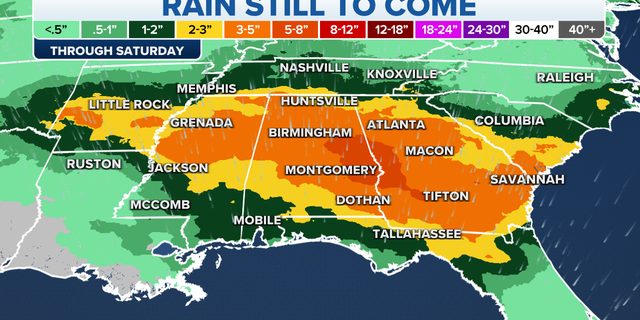 Southeast US rain forecast for the coming days