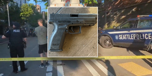 A gun, Seattle police officers