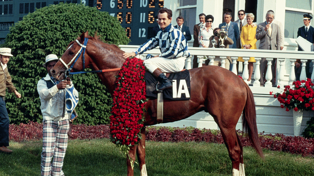 Secretariat and Ron Turcotte after winning the Kentucky Derby